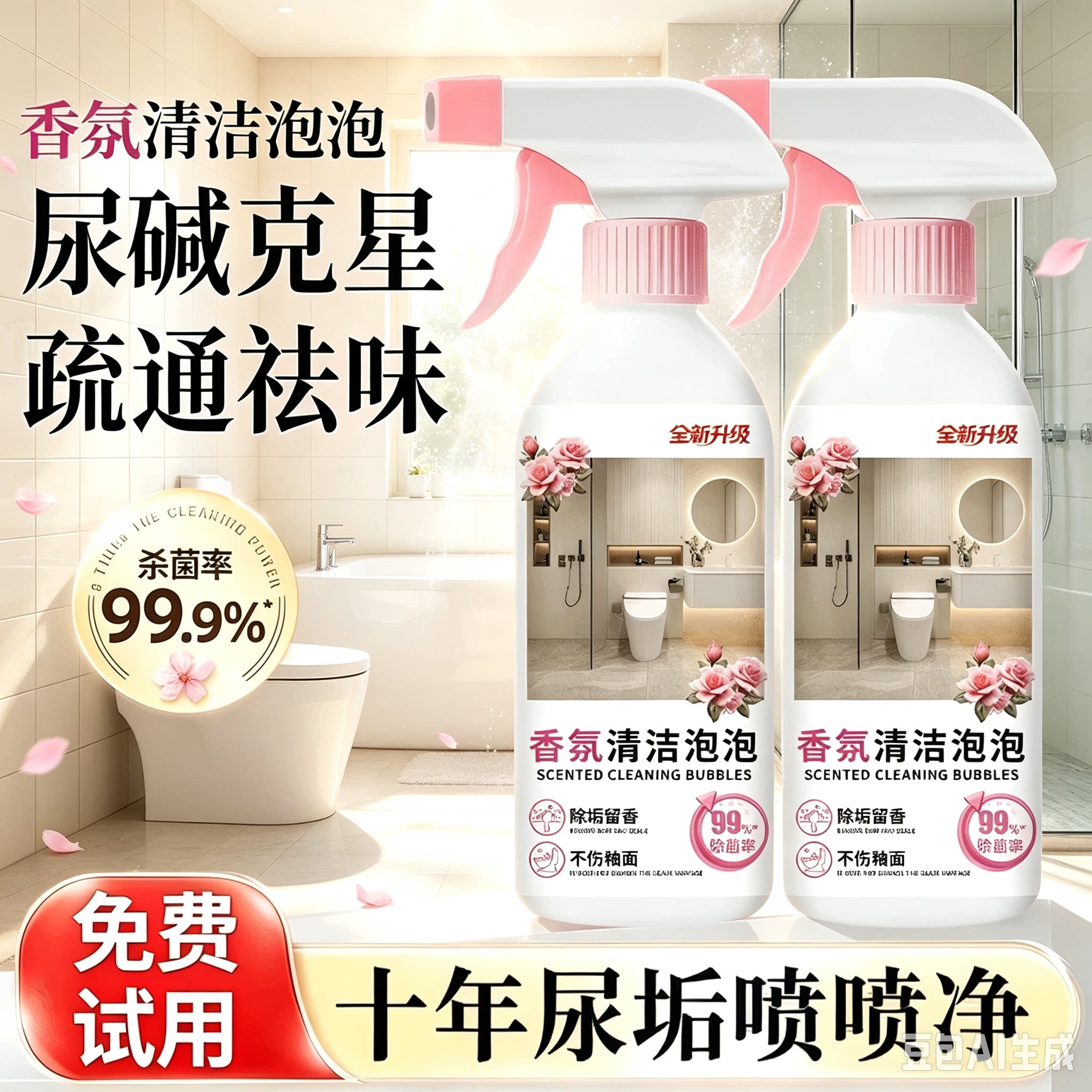 【买一送一】多功能清洁泡泡浴室玻璃水渍污垢卫生间洁厕泡泡YS2