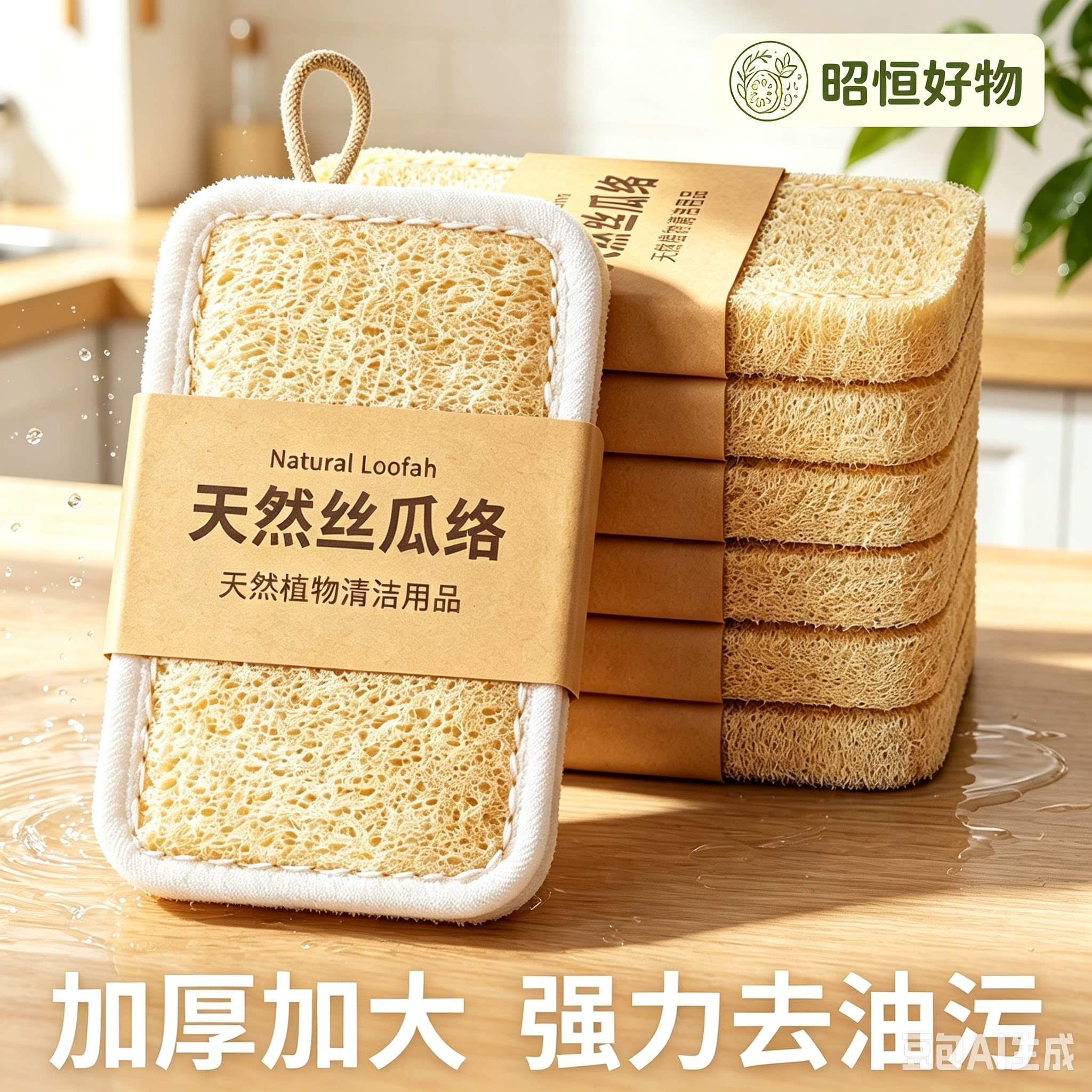 清洁布洗碗布天然丝瓜络厨房丝瓜烙巾丝瓜瓤刷锅不占油家用YC