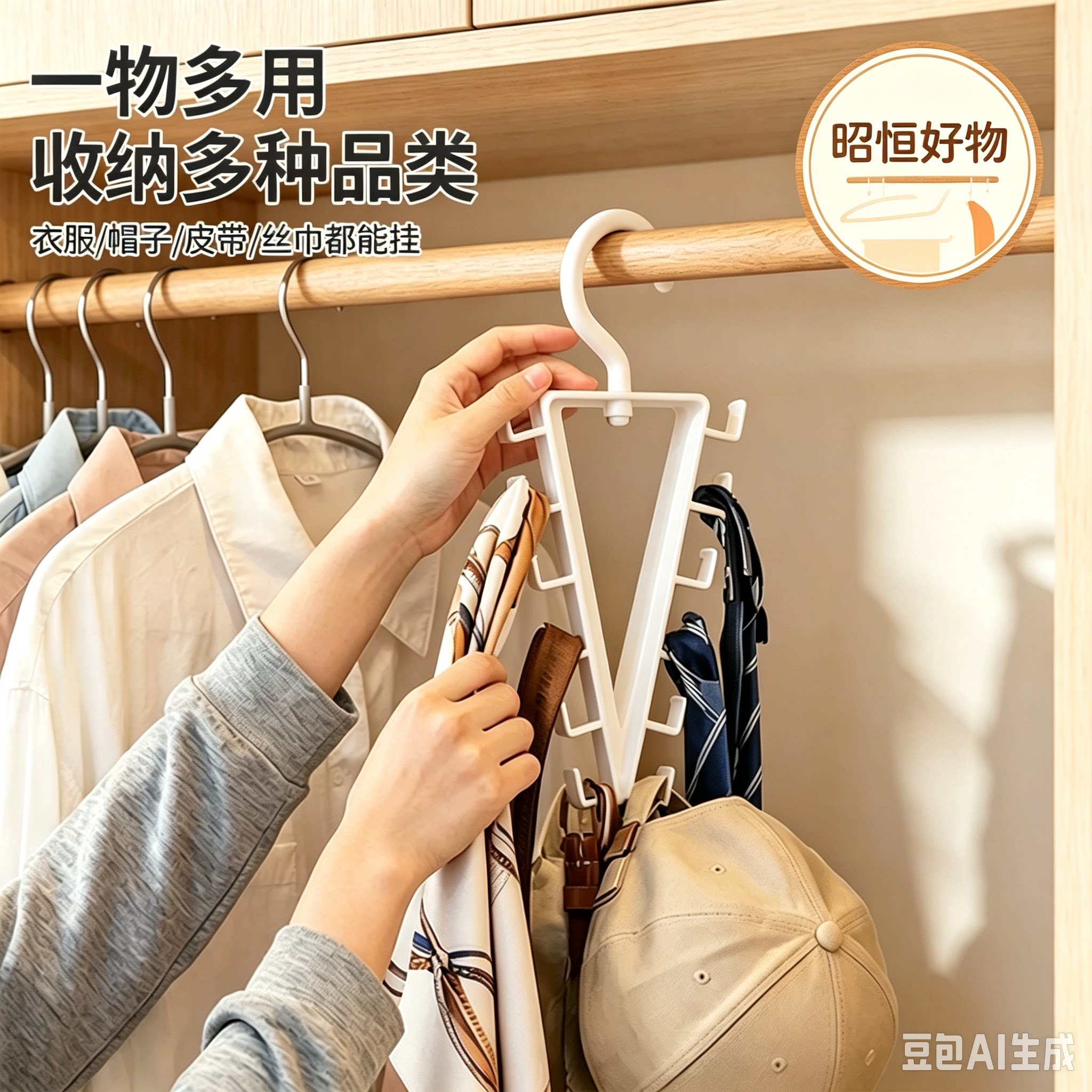 多功能V型双边多钩挂式加厚卧室衣柜衣架收纳架免打孔12钩YS