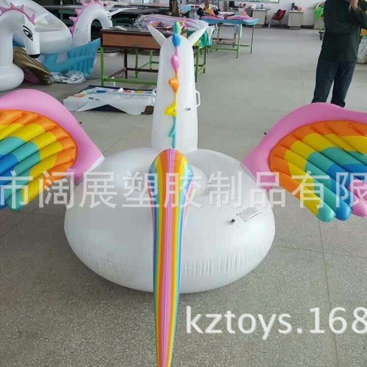 现货水上成人充气彩马坐骑飞马 浮排躺椅可坐两人超大坐骑