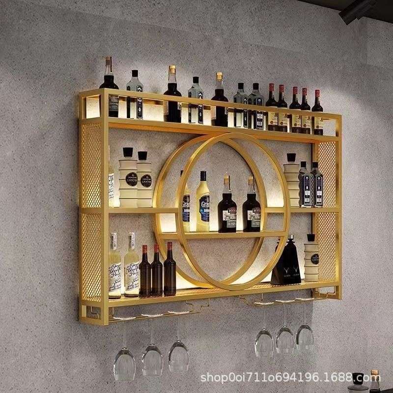 吧台铁艺酒柜墙上壁挂式酒架酒柜家用小型客厅酒吧餐厅悬浮挂壁柜
