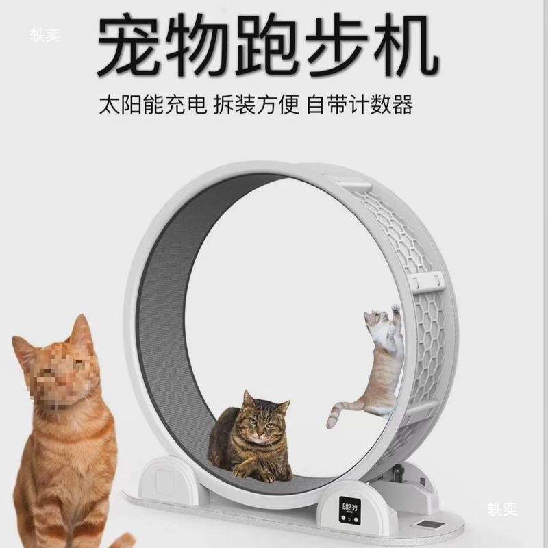 新款猫咪跑步机运动猫爬架猫抓板太阳能充电可计米数宠物跑步机