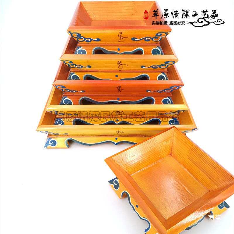 手绘蒙古烤全羊盘手把肉木盘羊腿托盘蒙古族特色餐具蒙餐木盘