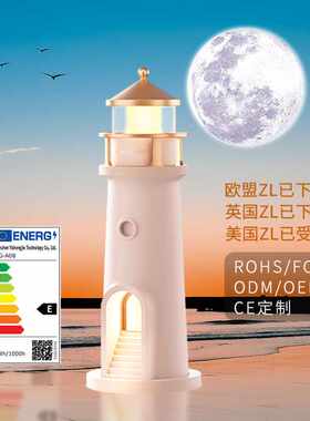 月光灯塔投影灯氛围夜灯蓝牙音响摆件遥控人体感应氛围灯台灯