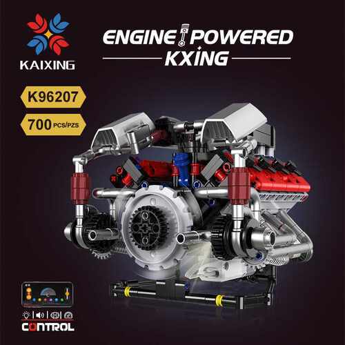 K96207新款V8发动机模型积木益智拼装遥控电动勒芒F40LM汽车引擎