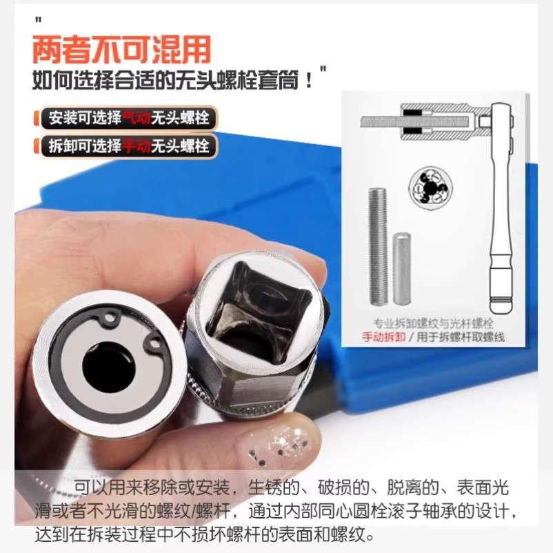 家用断头螺丝取出器4件套双头螺栓螺纹滑牙拆装便携组套汽修工具