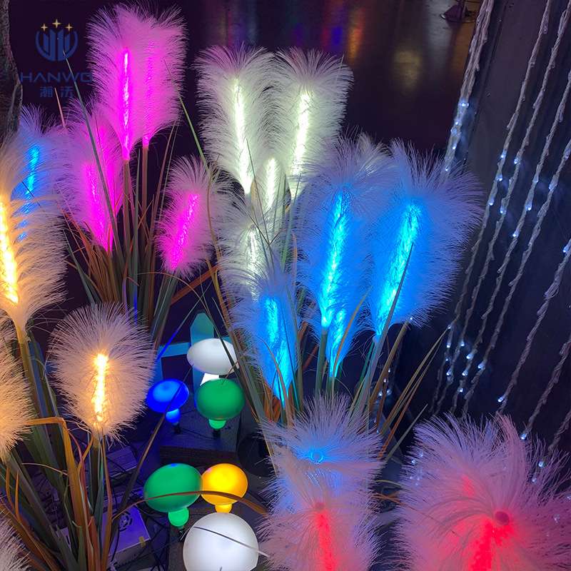 led太阳能PVC芦苇插地灯庭院户外防水5支一组仿真地插灯草坪灯