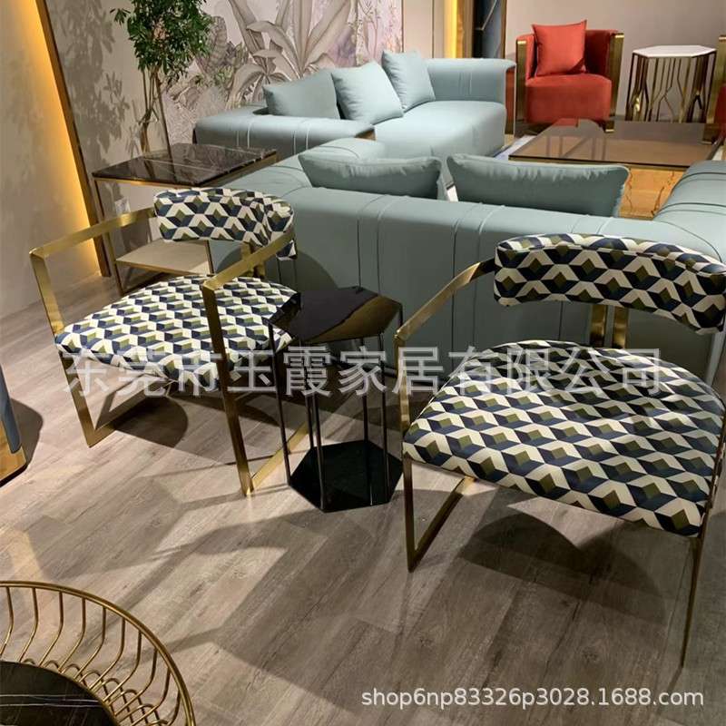 意式餐椅靠背椅布艺酒店餐厅不锈钢餐桌椅客厅椅高靠背布艺餐椅