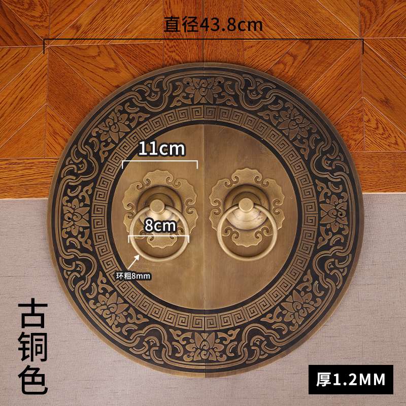 中式仿古大门纯铜拉手插销门锁门环圆形定 制复古木门把手配件大