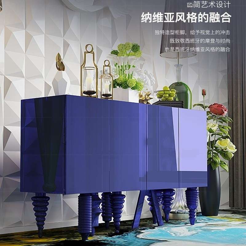 黄色钢琴烤漆餐边柜创意个性茶水柜现代简约酒柜储物柜整装厨储