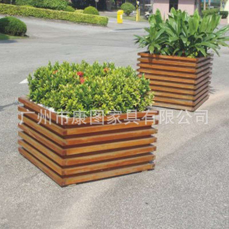 户外移动花箱售楼处不锈钢花箱实木花盆道路绿化防腐木花坛种树箱