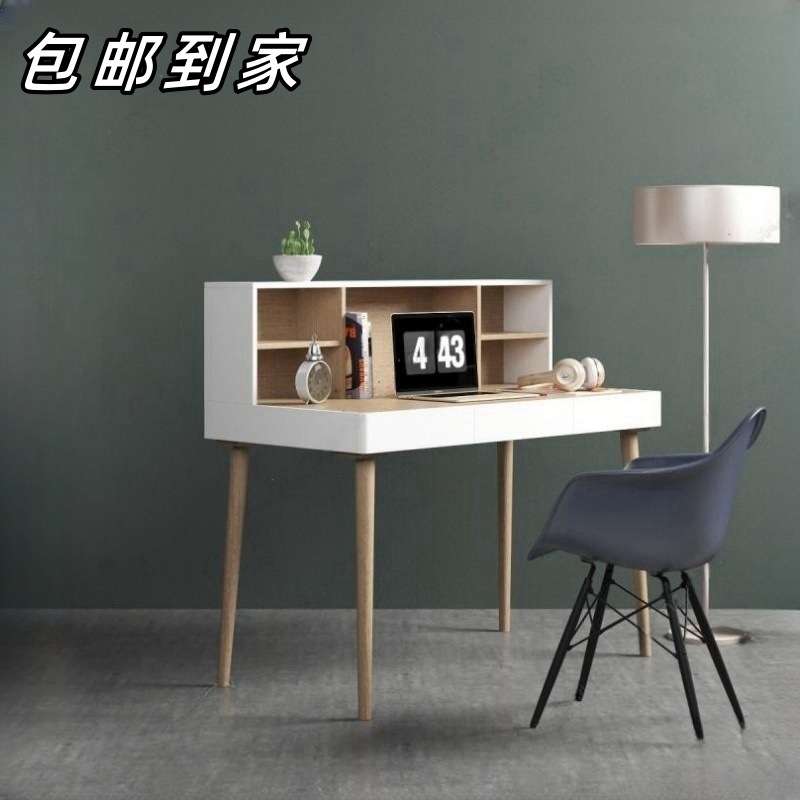 法式烤漆书桌实木家用写字台现代简约书房办公桌电脑桌工作台整装