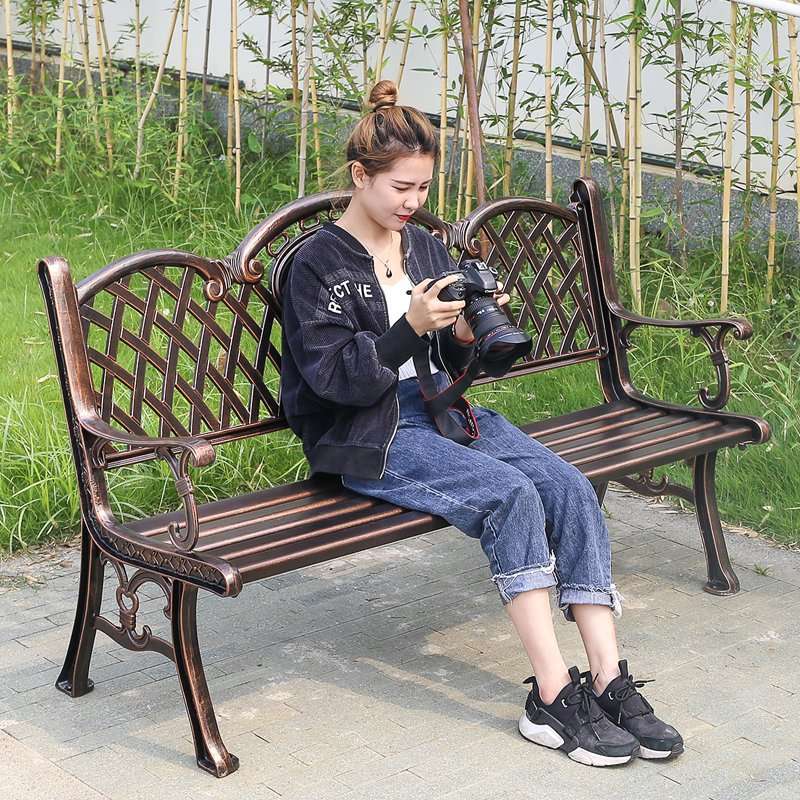 铸铝公园椅户外长椅防腐三人椅子坐椅室外花园庭院座椅休闲长凳子