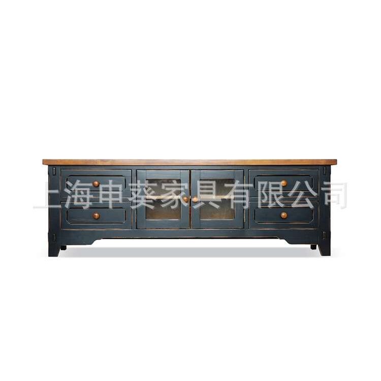 美式乡村实木电视柜橡木客厅家具视听柜复古简约小户型别墅样板房
