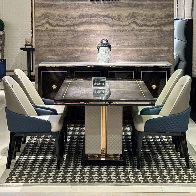 Bentley实木餐桌意式轻奢 宾利豪宅餐厅一桌六椅全屋高家具端