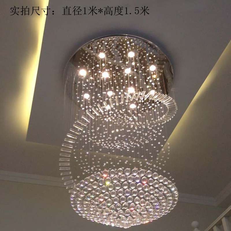 灯具 led水晶吊线灯简约现代圆形吊灯创意客厅灯卧室餐厅吊灯