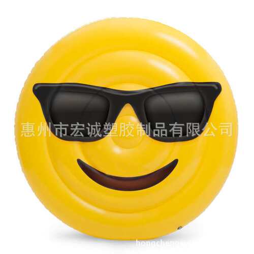 现货 零售热销款160CM充气表情浮排 笑脸浮床 墨镜水上床