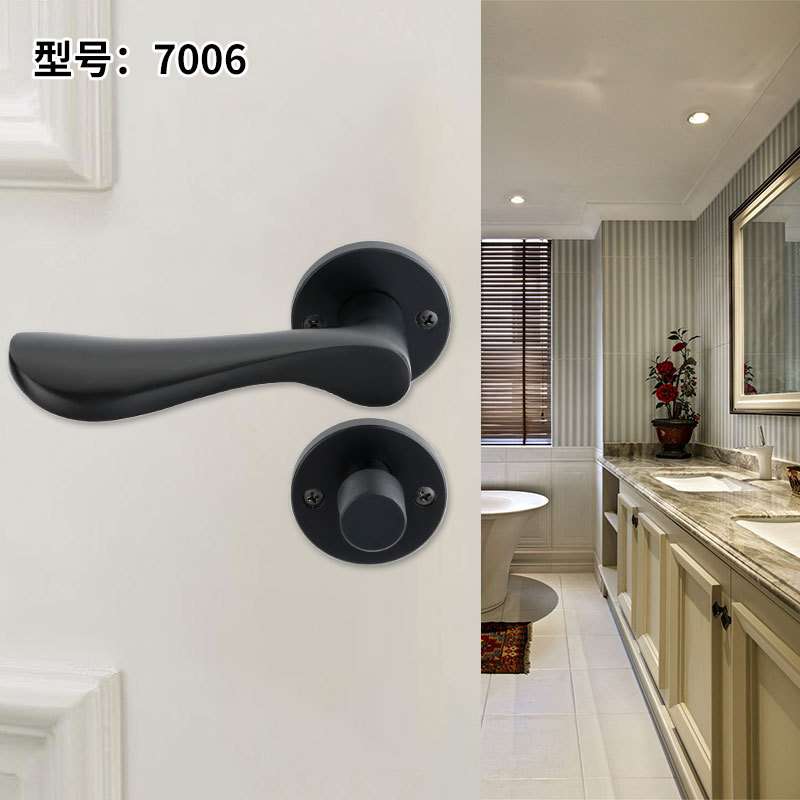 厂家直销太空铝门锁室内锁简约木门执手锁具美式黑色静音分体锁