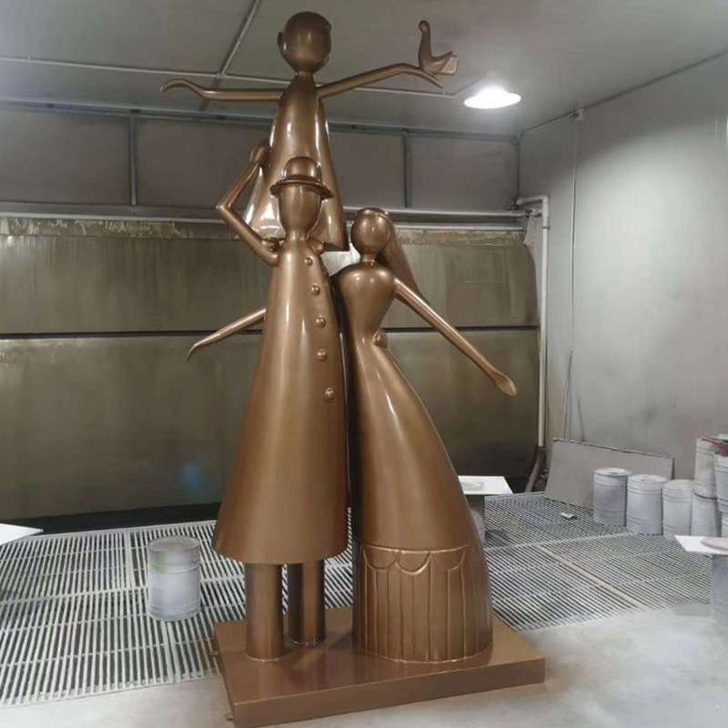 深圳玻璃钢仿铜人物雕塑小区亲子舞蹈小品雕塑民俗树脂摆件设计