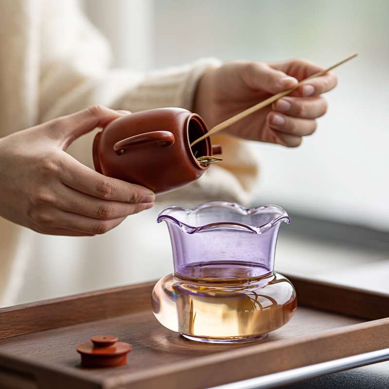 玻璃花口建水茶洗缸小家用水盂茶渣废水缸渣斗笔洗杯洗茶洗