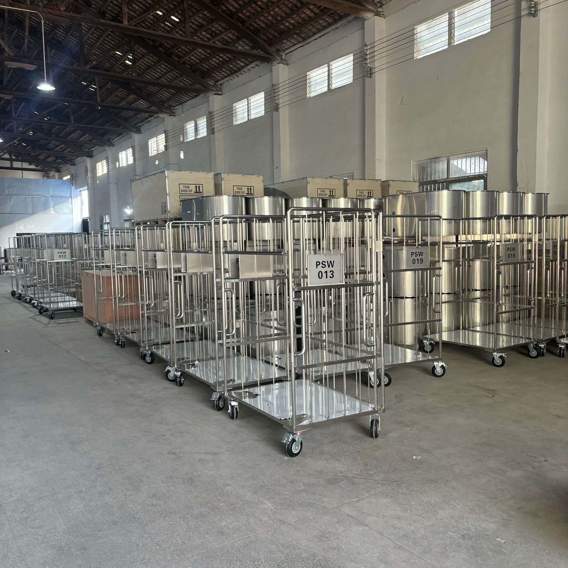 移动物流台车折叠工具车快递分捡筐笼车推车电商搬运拆装周转台车