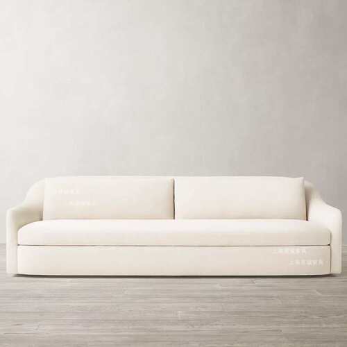 RH美式三人布艺沙发组合北欧简约米白色客厅弧形沙发MAXIME SOFA
