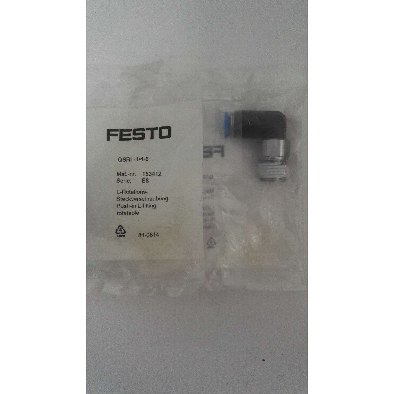FESTO费斯托L型快插式可旋转型螺纹接头QSRL-1/4-6  153412
