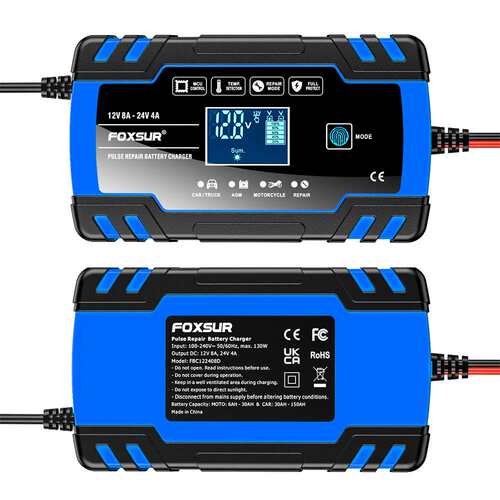 12V 24V 8A Motorcycle Car Pulse Repair Battery Charger UK EU