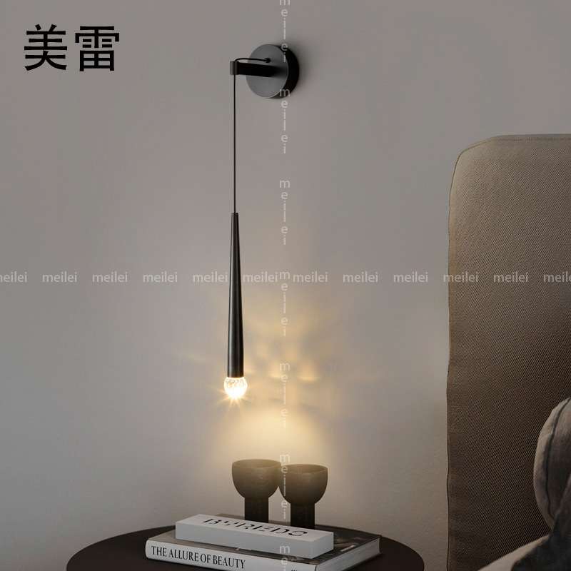北欧轻奢床头壁灯现代简约长线客厅家用吧台主卧水晶头家用壁灯