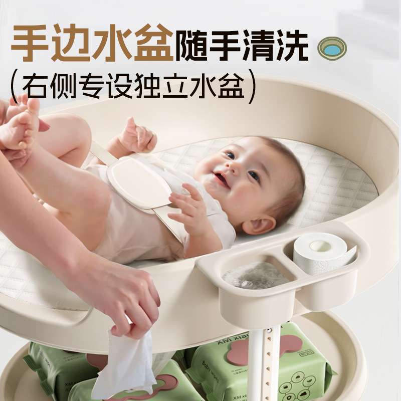 婴儿尿布台宝宝抚触护理台换尿布可移动新生儿洗澡架婴儿床可移动