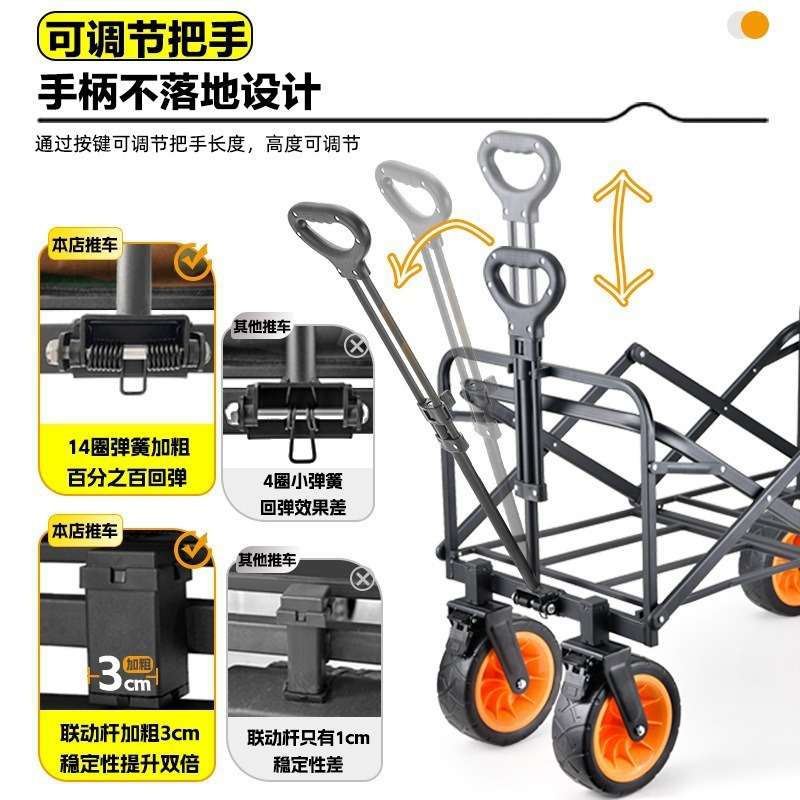 推车折叠手拉车顶棚四轮宠物小推车户外营地露营遛娃后开拖车