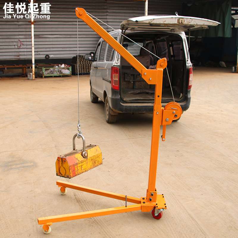 可折叠手推起吊机 小型移动式手动搬运吊车 手摇便携式吊机家用
