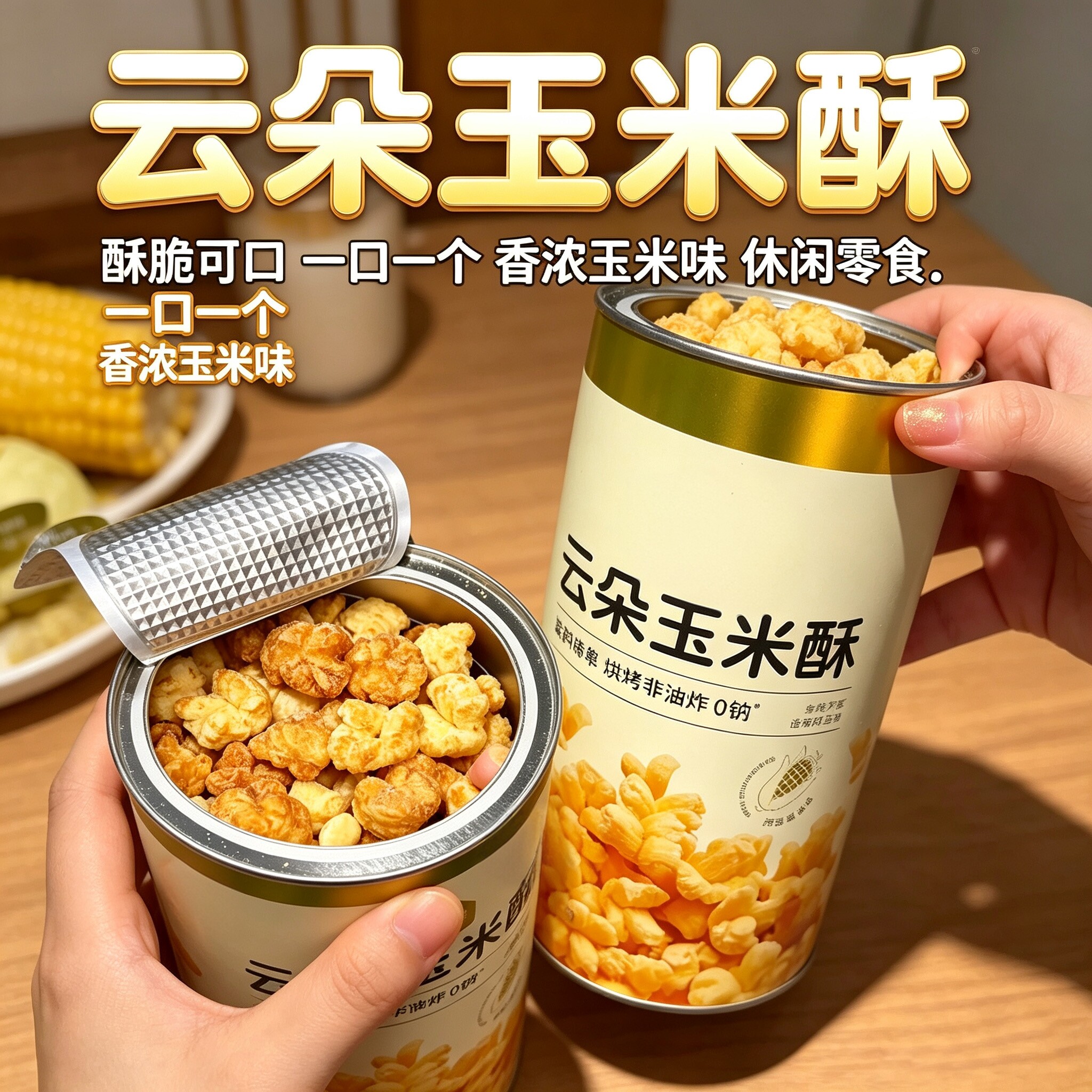 云朵玉米酥烘烤非油炸轻脆谷物韩式米花解馋蓬松酥脆零食