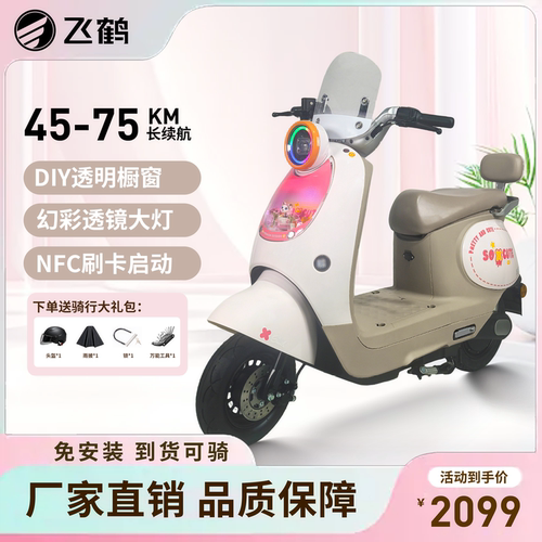 飞鹤新款电动摩托车城市代步通勤学生可DIY电动车