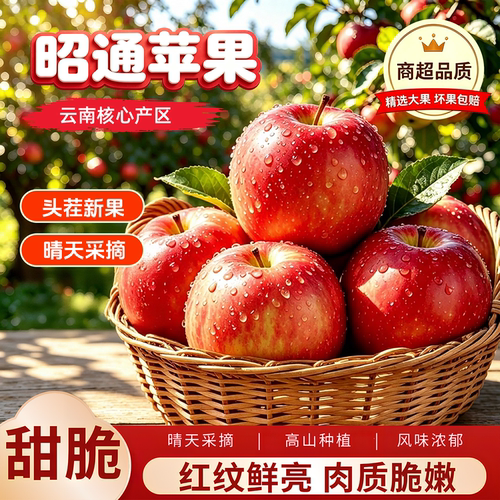 云南昭通苹果新鲜水果头茬红富士当季现摘精选大果脆甜多汁丑苹果