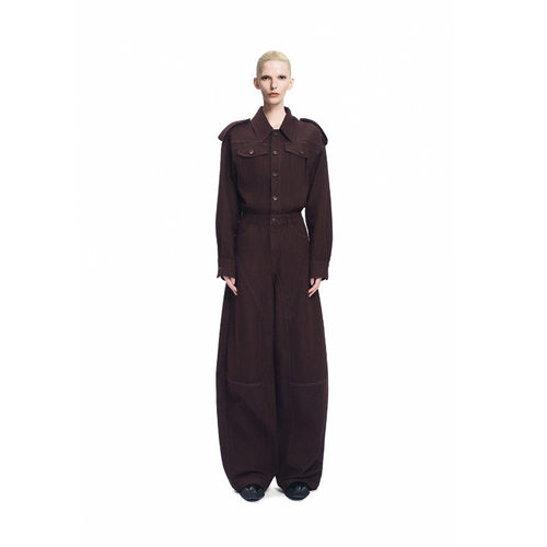 KUNSWEAR/琨丝薇尔26FA 复古水洗深棕牛仔工装裤连体裤 846018020