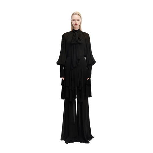 KUNSWEAR/琨丝薇尔26SP 复古优雅不规则荷叶边多层长裤 842005170