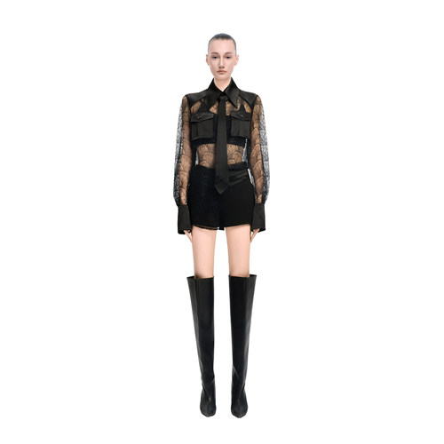 KUNSWEAR/琨丝薇尔26SP 时尚气质设计感拼接纯色短裤女 842006050
