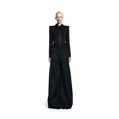 KUNSWEAR/琨丝薇尔26FA 肩章设计感黑领带收腰长袖上衣 846004161
