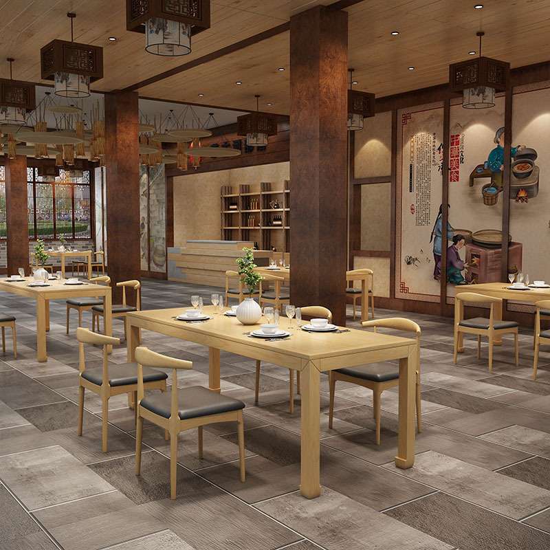 中式实木茶餐厅四人位成套餐桌椅组合全实木餐桌主题餐厅火锅桌椅