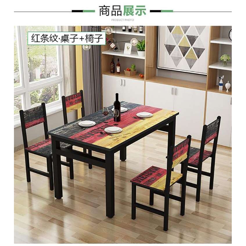 饭店烧烤店组合餐桌椅 快餐食堂大排档钢木长餐桌 面馆早餐店饭桌