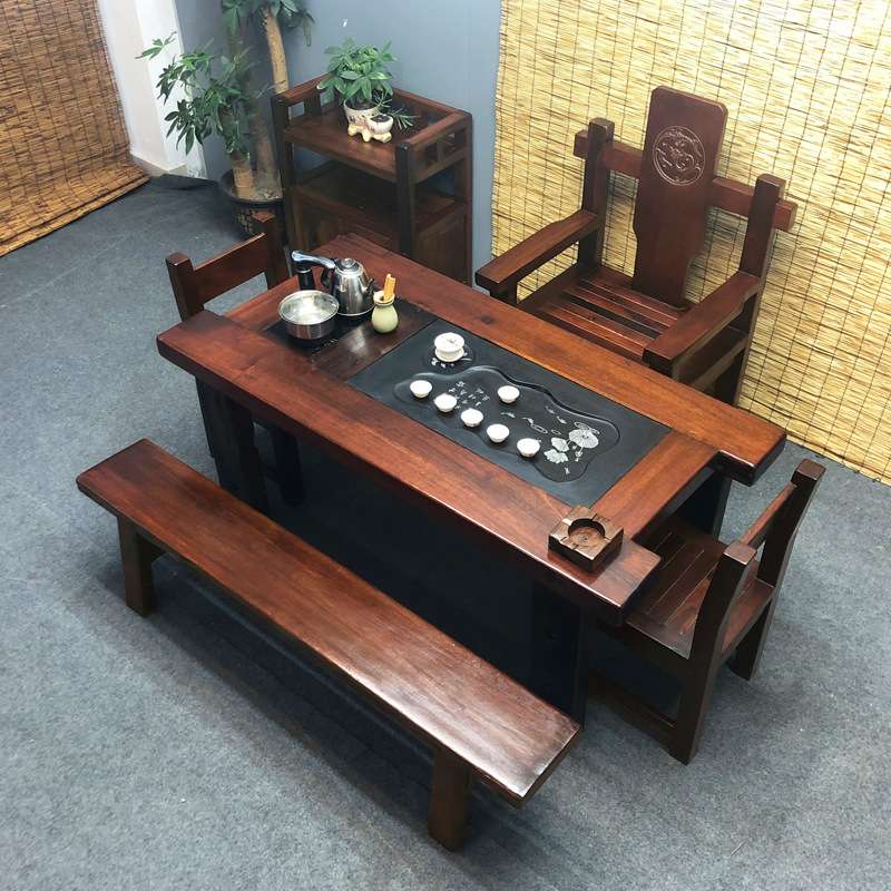 老船木茶桌椅组合1米8实木茶桌泡茶台家用办公室功夫喝茶桌小茶几图片