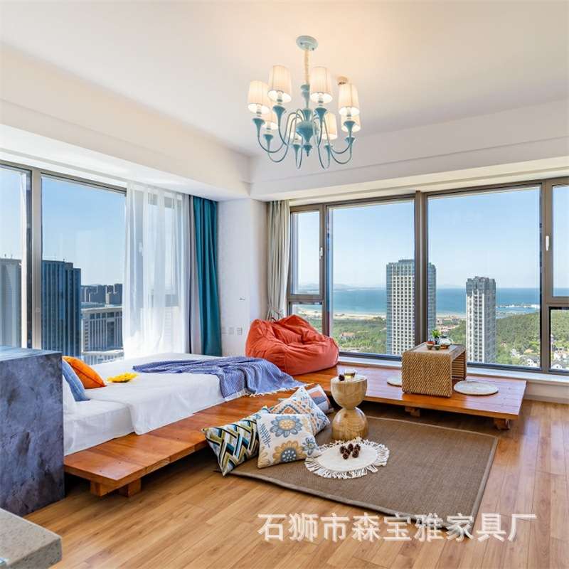 日式榻榻米床民宿主卧落地矮床多功能双人床简约悬浮实木地台