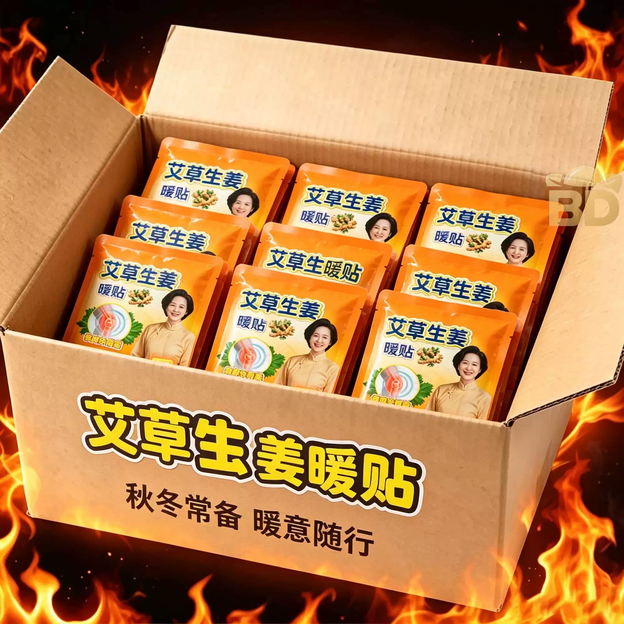 艾草生姜暖贴自发热保暖贴冬季暖脚神器发热贴60贴装草本养护热销