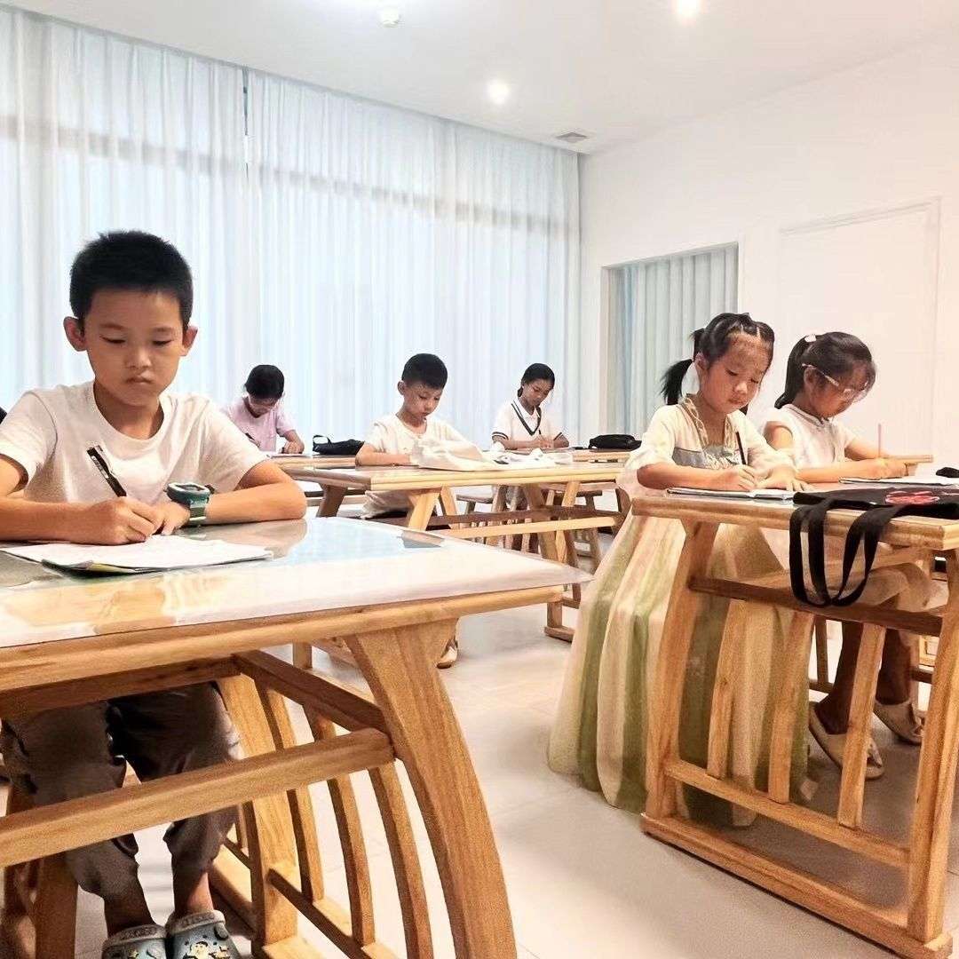 国学桌课桌椅榫卯实木马鞍桌补习班书画学生课桌仿古书法桌新中式