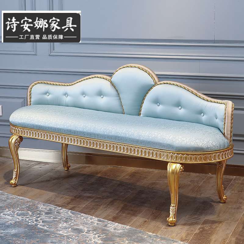 欧式宫廷风格家具意大利仿古 做旧家具轻奢实木雕刻床尾凳家具