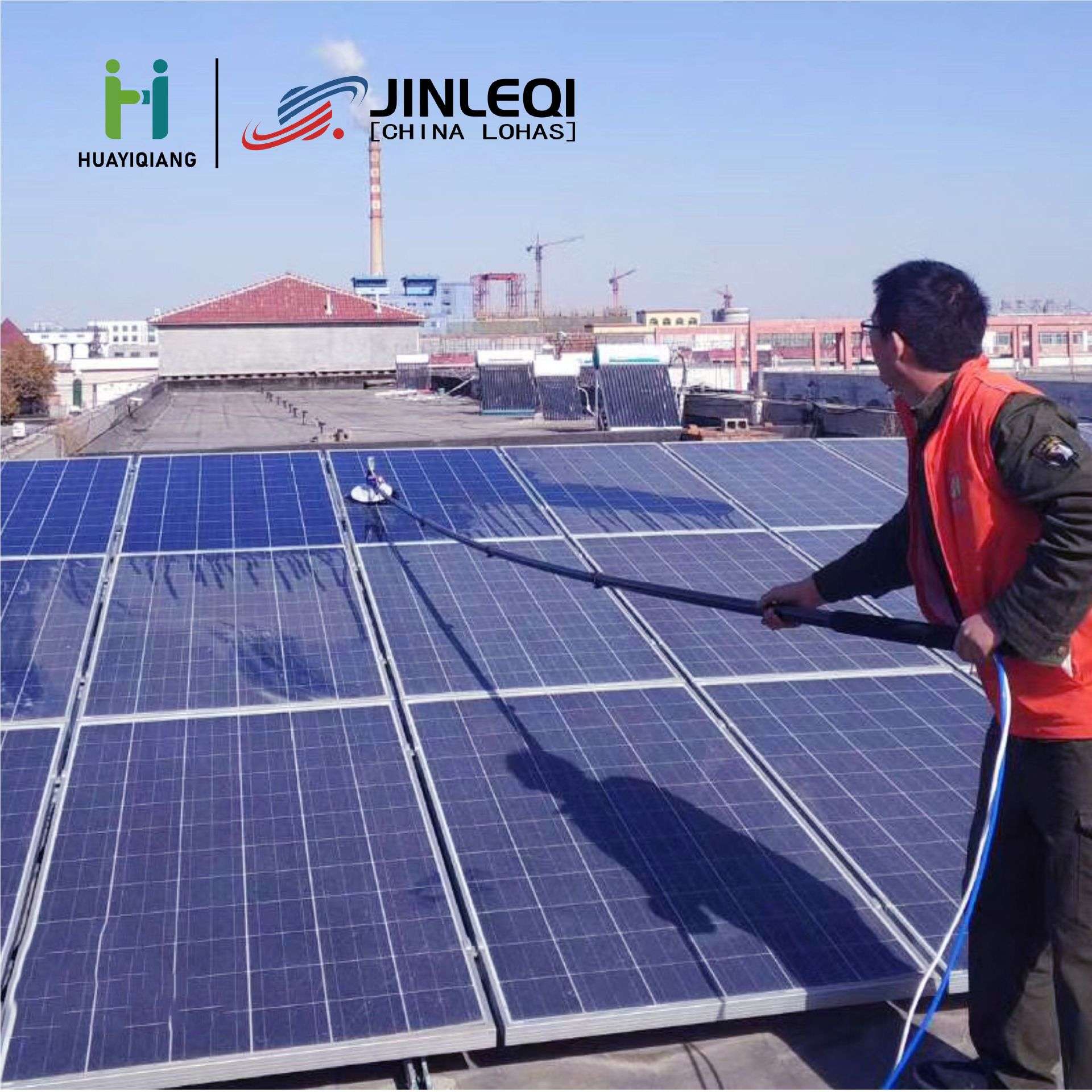 太阳能光伏板清洗刷机工具招牌建筑外墙专业电动设备机器人伸缩