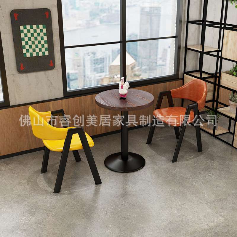 简约奶茶店桌椅复古铁艺甜品店铺西餐厅桌椅北欧餐桌椅组合咖啡桌