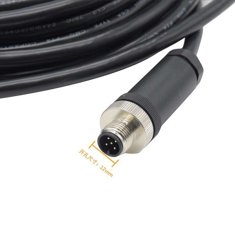 M12防水连接器5芯NMEA2000网络塑胶接头轮船屏蔽电源线航空插头