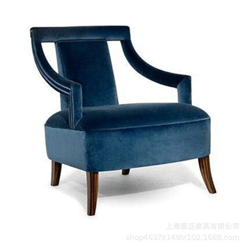美式乡村单人沙发北欧简约现代布艺休闲椅地中海书房椅餐椅酒吧椅